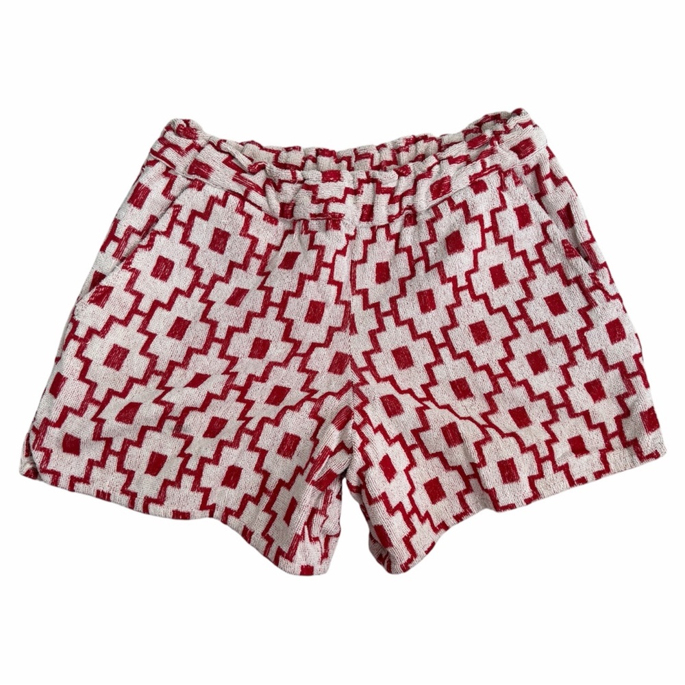 OAS Women's High Rise White Machu Terry Cotton Short